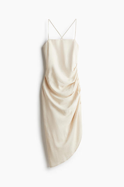 Pleated linen blend dress