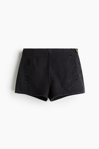 Washed Black Denim Shorts