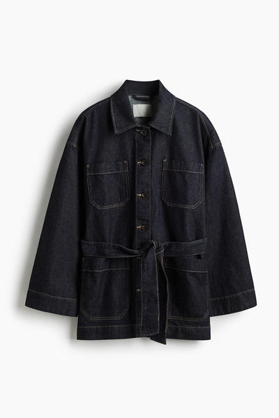 Denim jacket with belt