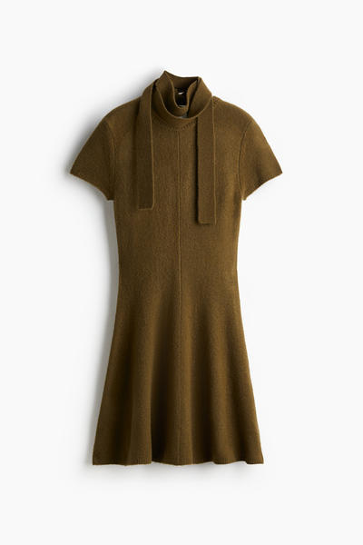Scarf-detail knit dress