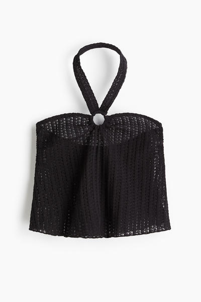 Pointelle halterneck top
