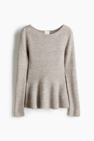 Rib peplum top