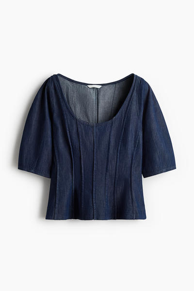 Denim Peplum Blouse