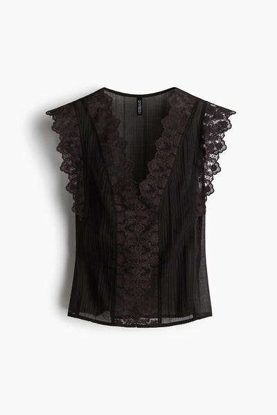 Sleeveless Lace Trim Top