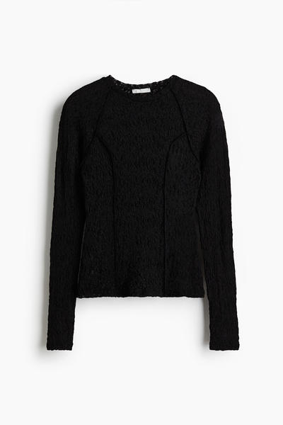 Lace-look jersey top