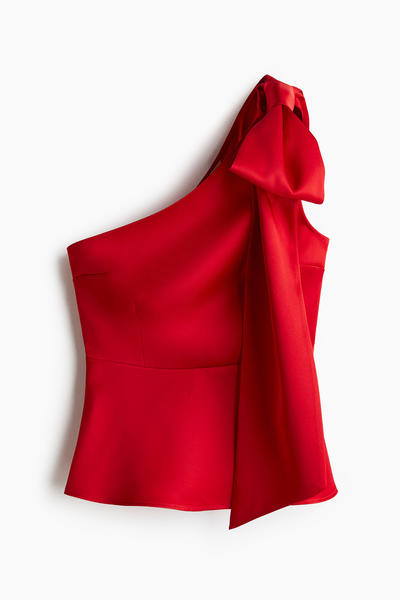 One-Shoulder Rosette Top