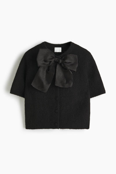 Knitted bow cardigan