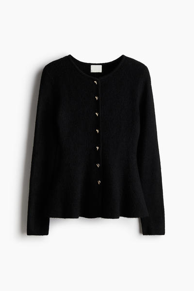 Rib peplum cardigan