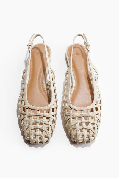 Crochet-look slingbacks