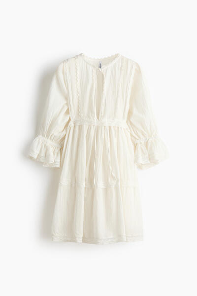 Cotton lace-trimmed dress