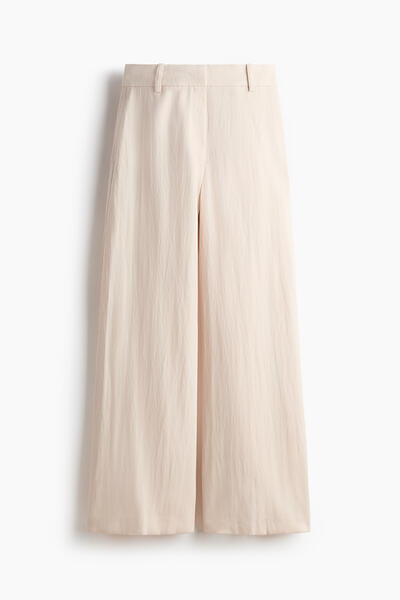Wide Linen-Blend Trousers
