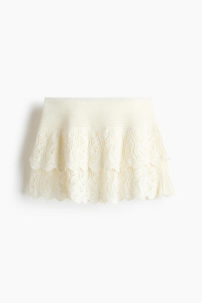 Tiered crochet-look skirt