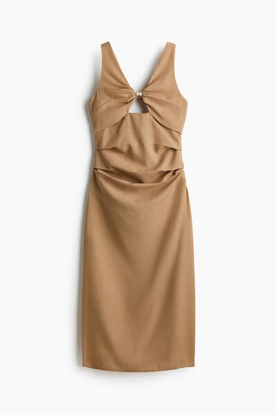 Linen Blend Cutout Dress