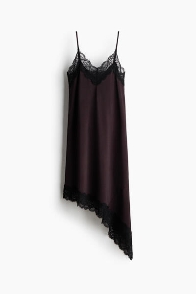Lace-trim slip dress
