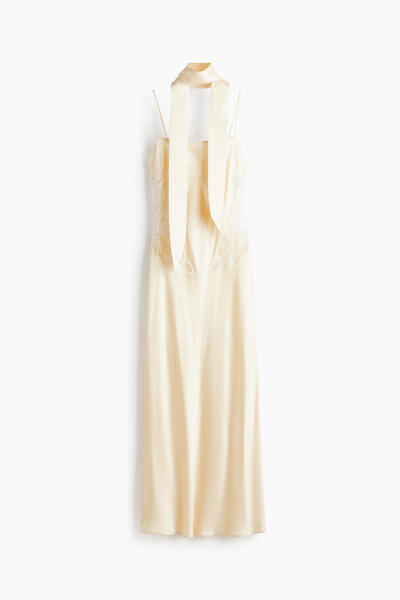 Lace Trim Satin Dress