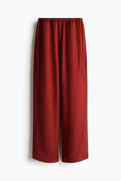 Linen blend drawstring trousers