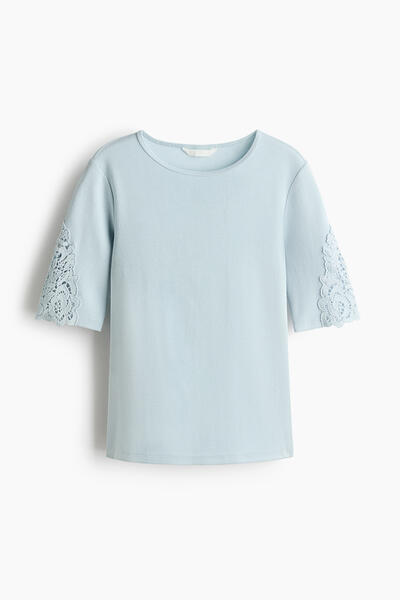 Ribbed Lace Panel Top