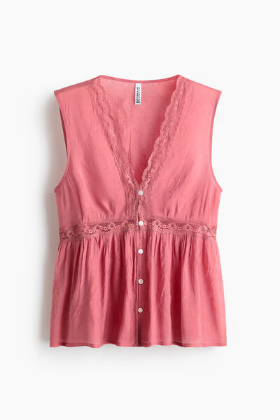Lace Trim Peplum Top