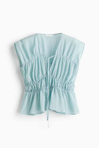 Cotton blouse with gathers