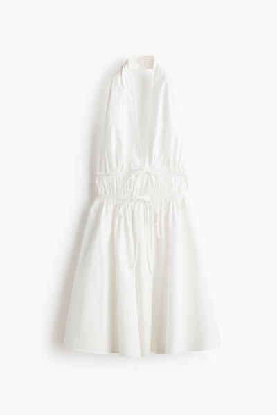 Drawstring halterneck dress