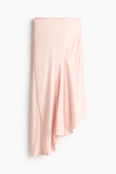 Asymmetric satin skirt