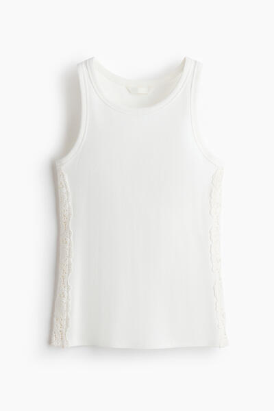 Ribbed Lace-Panel Top