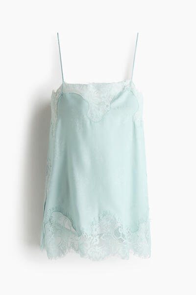 Jacquard lace-trimmed top