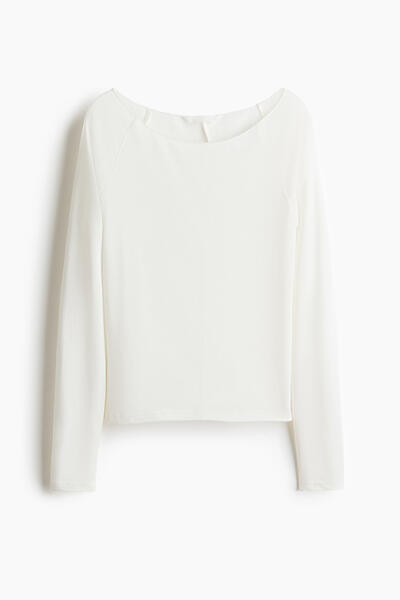 Fine-Knit Boat-Neck Top