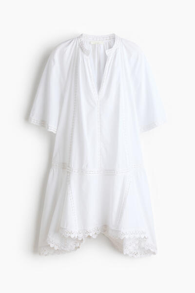 Cotton lace-panel dress